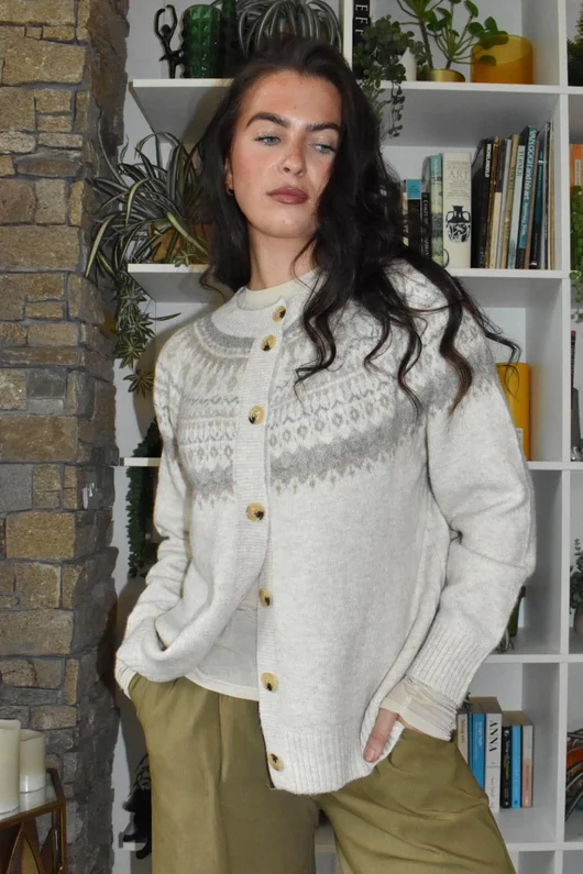 Ferguson Fair Isle Cardigan Oatmeal due 5 days